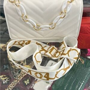 Elegant White and Gold Women's Bag
